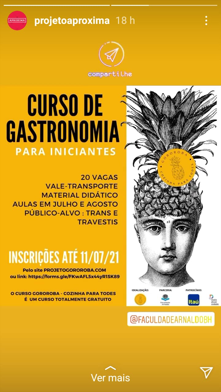 Reprodução: Instagram Curso de Gastronomia para iniciantes