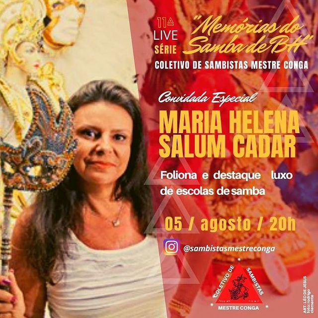 Reprodução: Instagram Live Série "Memórias do Samba de BH" com Maria Helena Salum Cadar