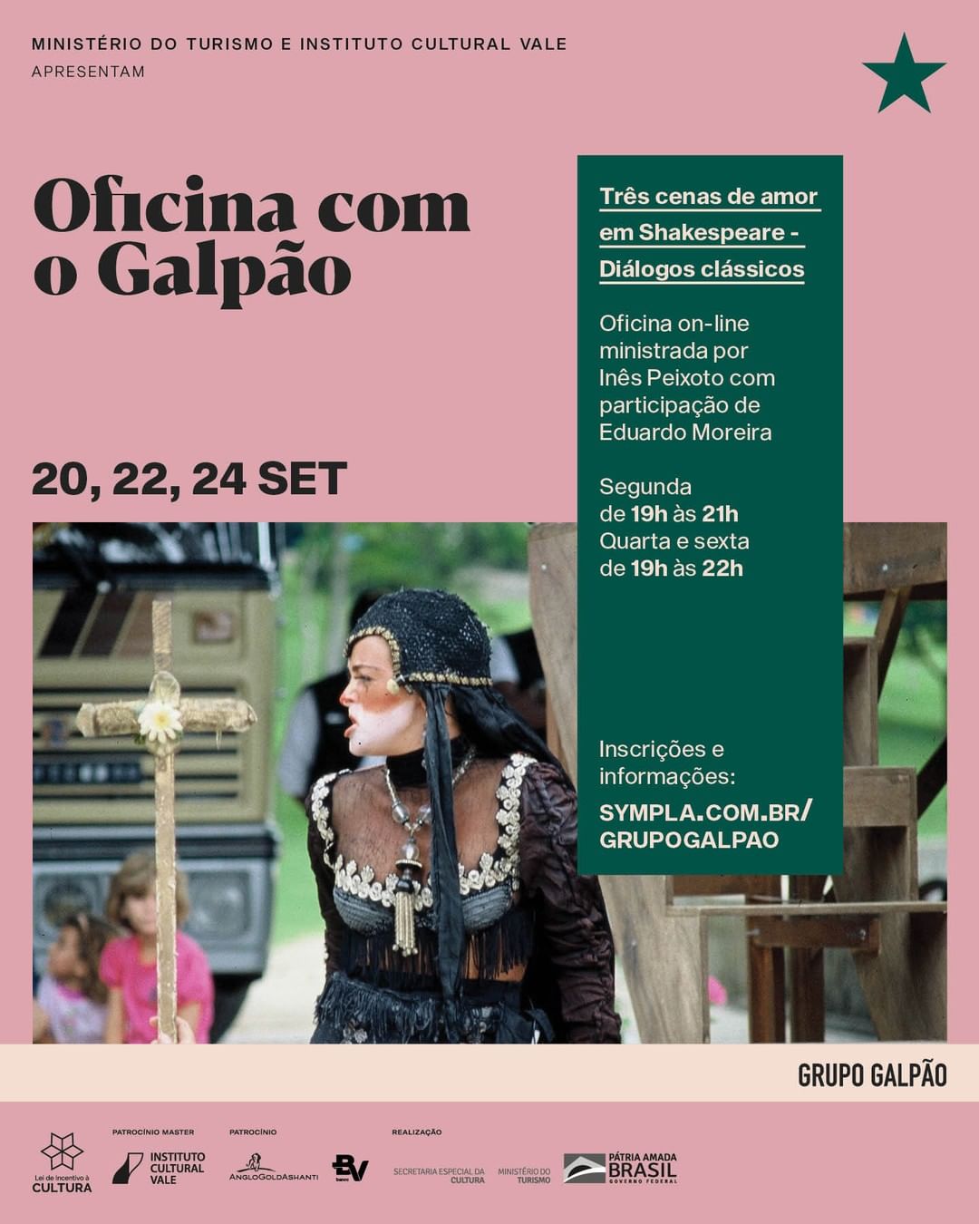 Reprodução: Instagram Oficina com o Galpão: Três cenas de amor em Shakespeare - Diálogos clássicos