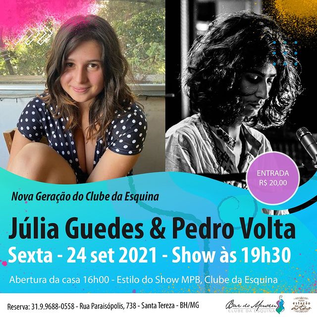 Show Júlia Guedes e Pedro Volta - Bar do Museu Clube da Esquina
