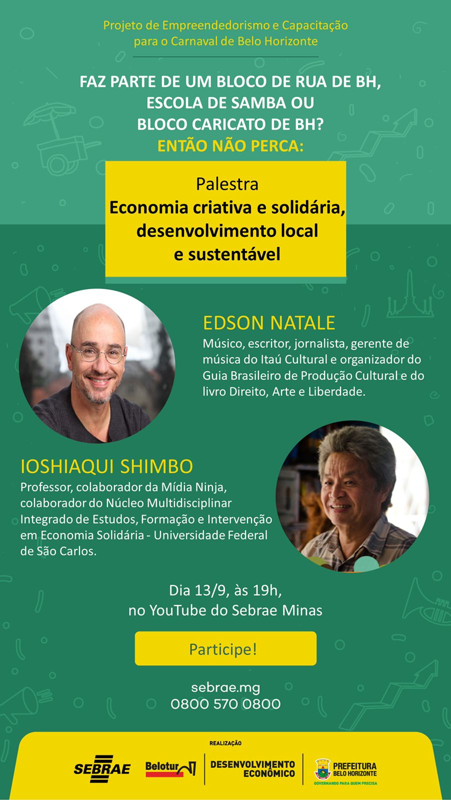 Palestra: Economia criativa e solidária, desenvolvimento local e sustentável