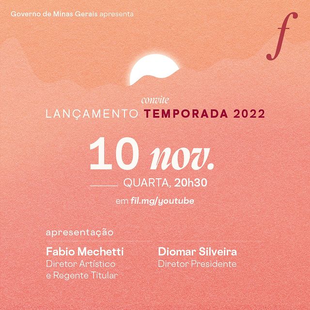 Reprodução/Instagram Lançamento da Temporada 2022! - Orquestra Filarmônica de MG