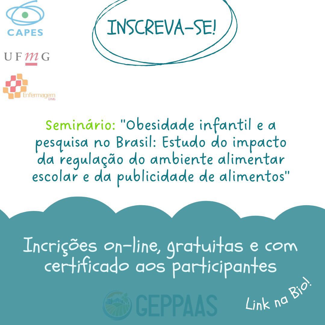 Reprodução evento Seminário - Obesidade infantil e a pesquisa no Brasil: Estudo do impacto da regulação do ambiente alimentar escolar e da publicidade de alimentos - Online