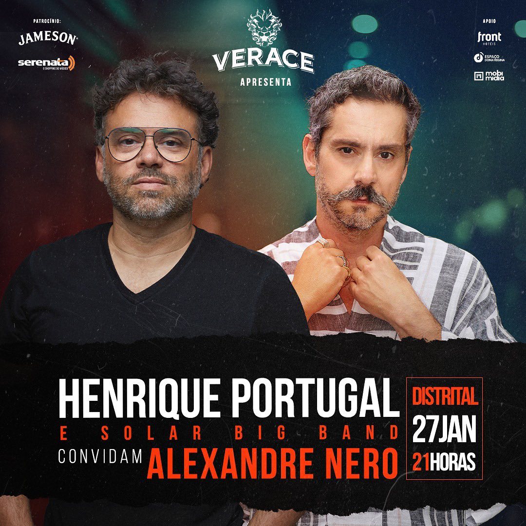 Reprodução Instagram Henrique Portugal e Solar Big Band convidam Alexandre Nero