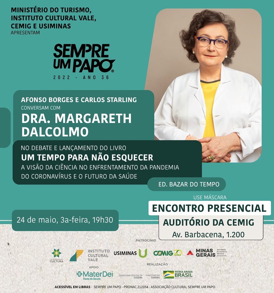 Reprodução Instagram Sempre Um Papo recebe a pneumologista Margareth Dalcolmo
