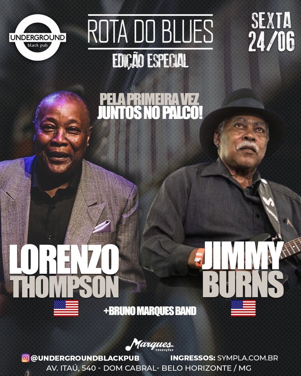 Reprodução oficial Rota do Blues com "Jimmy Burns e Lorenzo Thompson"