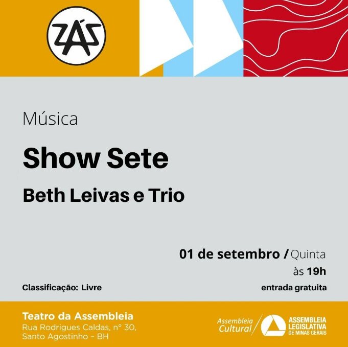 Divulgação/Instagram Show: "Sete" com Beth Leivas e Trio | Teatro da Assembleia