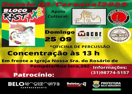 Ensaio e Oficina - Bloco Rastaxé