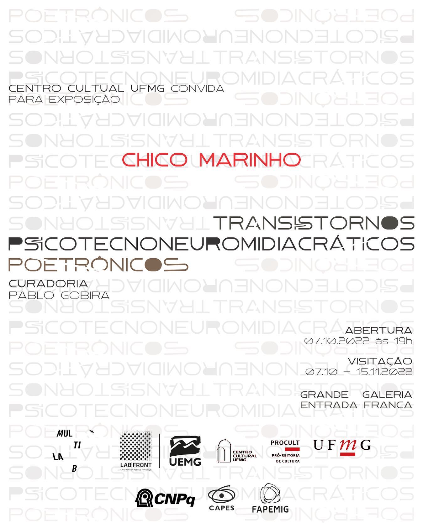 Exposição: ‘Transistornos Psicotecnoneuromidiacráticos Poetrônicos de Chico Marinho