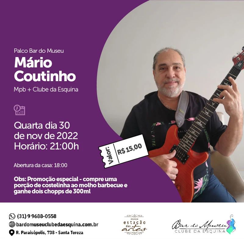 Show: Mario Coutinho - Bar do Museu Clube da Esquina