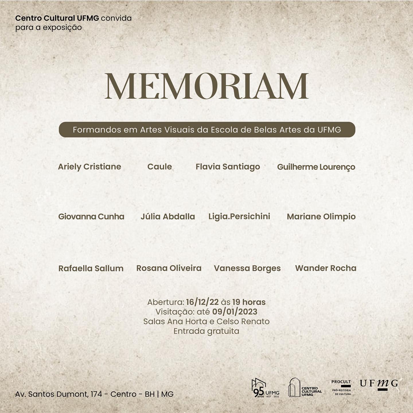 Exposição ‘Memoriam’ - Centro Cultural UFMG