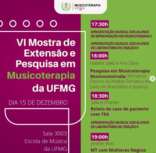 VI Mostra de Extensão e Pesquisa em Musicoterapia da UFMG