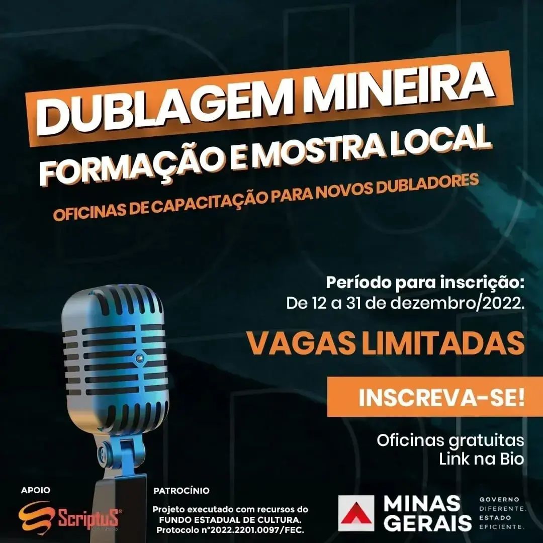 Reprodução Instagram Oficina de capacitação para dublagem - Scriptus Comunicação