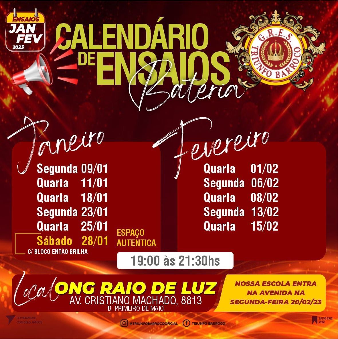 Ensaios: Grêmio Recreativo Escola de Samba Triunfo Barroco 2023