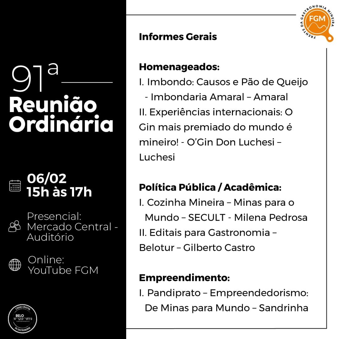 91ª Reunião Ordinária - Frente da Gastronomia Mineira