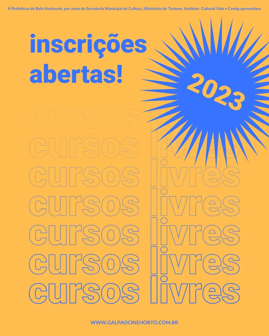 Reprodução Instagram Cursos Livres - Galpão Cine Horto