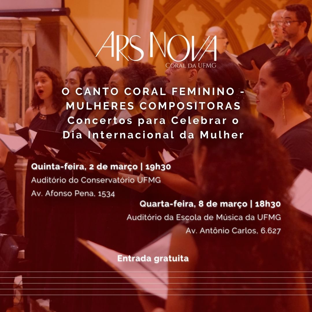 Reprodução Instagram O Canto Coral Feminino - Mulheres Compositoras - Ars Nova Coral da UFMG
