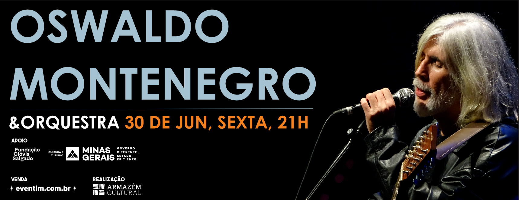 No dia 30 de junho, sexta-feira, às 21h, o Grande Teatro Cemig Palácio das Artes será palco do show inédito Oswaldo Montenegro & Orquestra, em única apresentação! Neste espetáculo, a voz potente e o violão sofisticado do cantor-compositor ganham roupagem de cordas, madeiras e sopros, ressaltando as harmonias e melodias de suas canções.