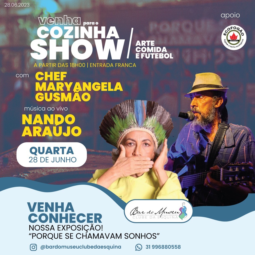 Reprodução Instagram "Cozinha Show" com a Chef Maryangela Gusmão - Bar do Museu Clube da Esquina