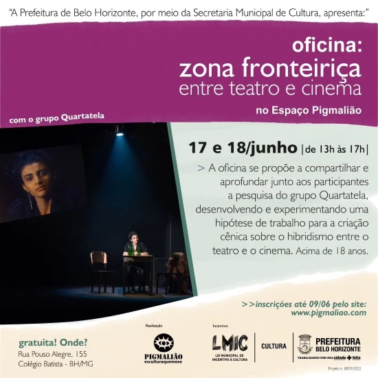 Reprodução Instagram Oficina: Zona fronteiriça entre teatro e cinema