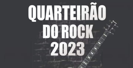 Imagem com o texto Quarteirão do Rock 2023