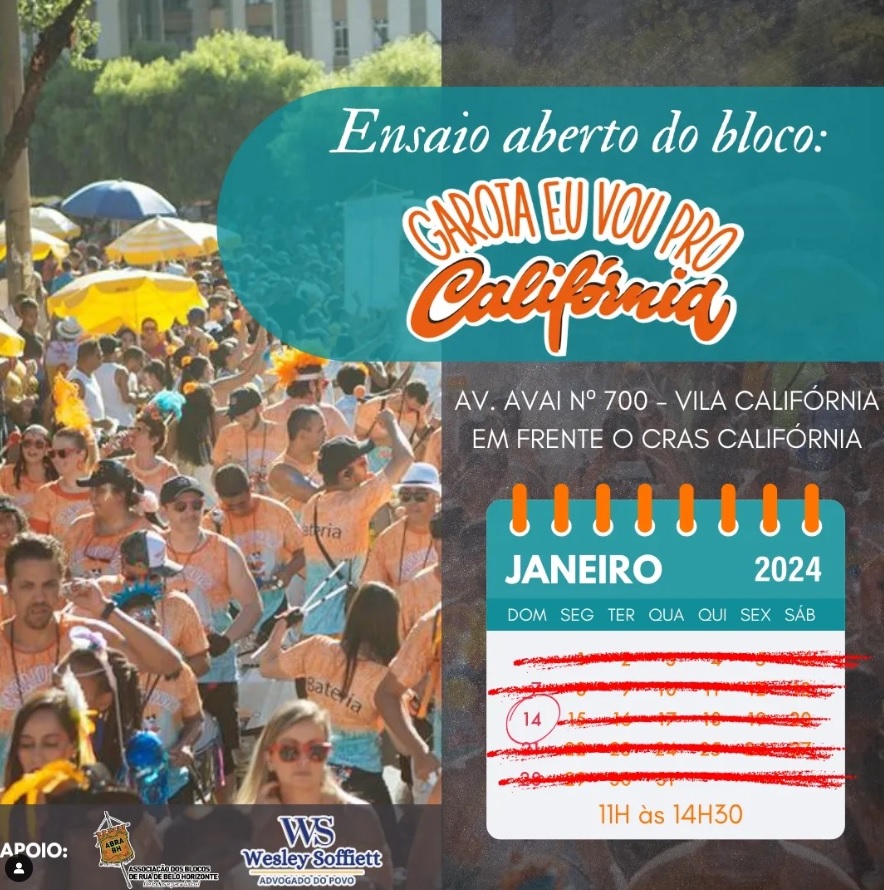 Ensaio: Bloco Garota eu vou pro Califórnia 
