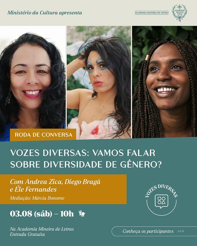 Reprodução/Instagram Roda de Conversa: "Vozes diversas: vamos falar sobre diversidade de gênero?"