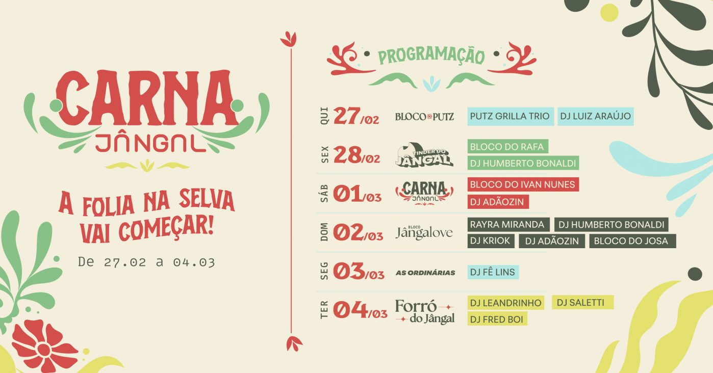 Reprodução: Sympla Carnajângal e Bloco Jângalove