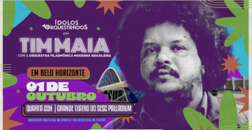 Imagem colorida com a imagem do Tim Maia no lado direito