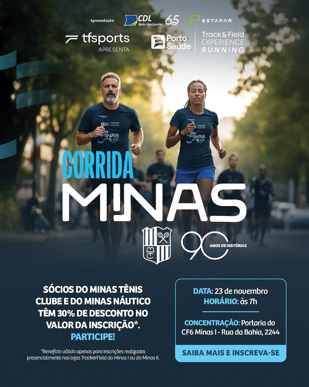 Imagem com um Homem e uma Mulher correndo ao ar livre 