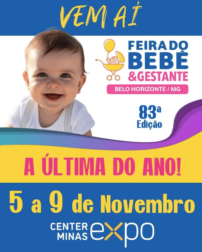 Pôster de divulgação com foto de bebê sorrindo