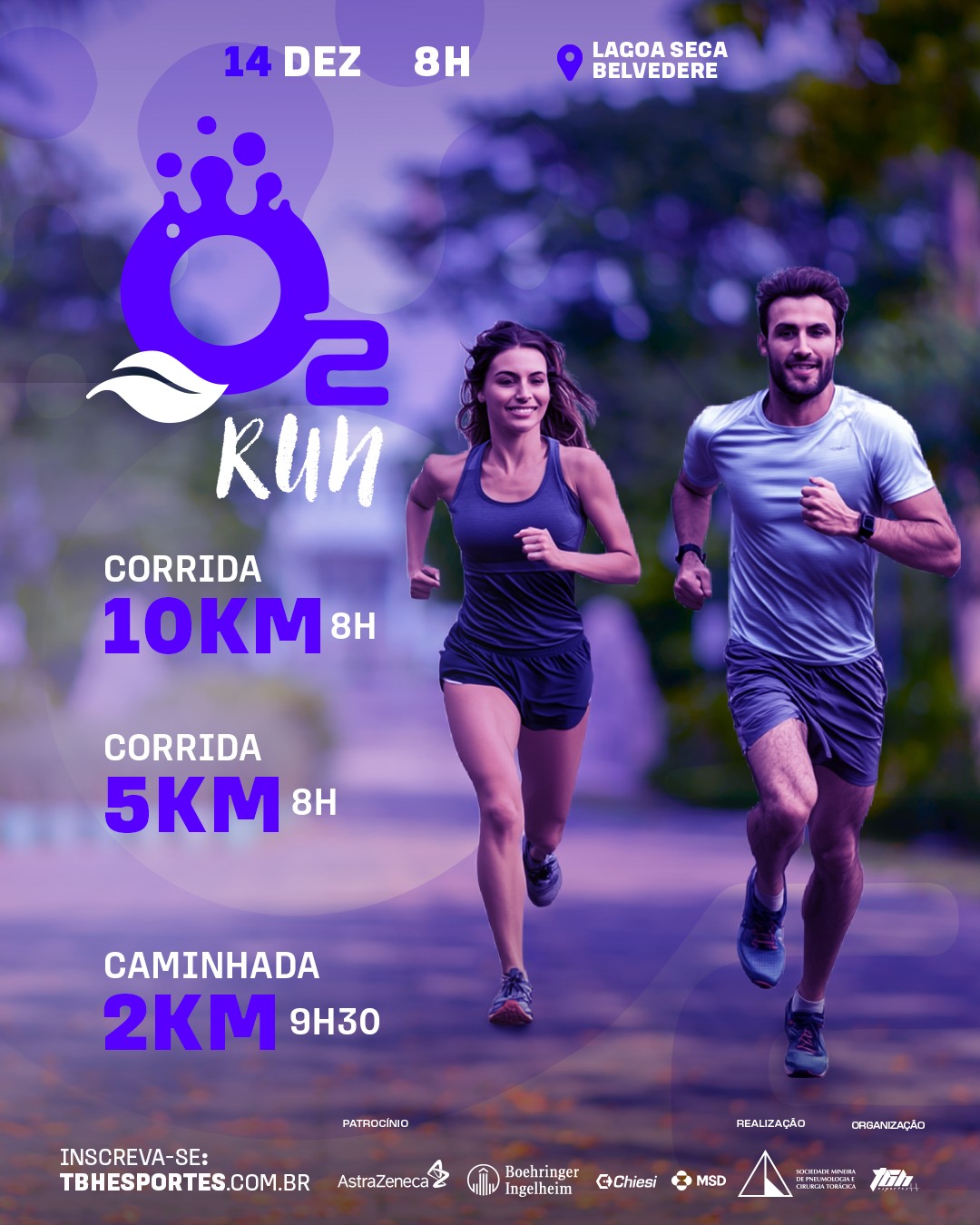 Imagem de duas pessoas correndo em uma praça