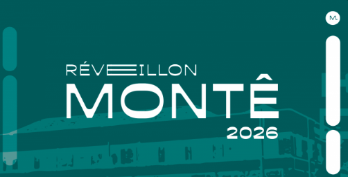 Imagem da cor azul, com um prédio desenhado atras, e o nome do evento