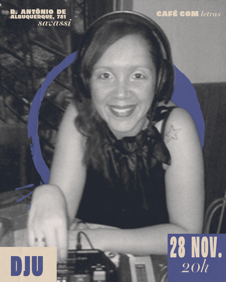 Flyer com fotografia da dj Dju