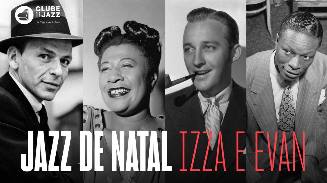 Cartaz do evento com retratos clássicos em preto e branco de artistas consagrados do jazz