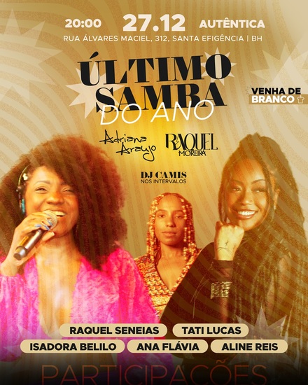 Flyer de divulgação com imagem das artistas, texto informa o evento.