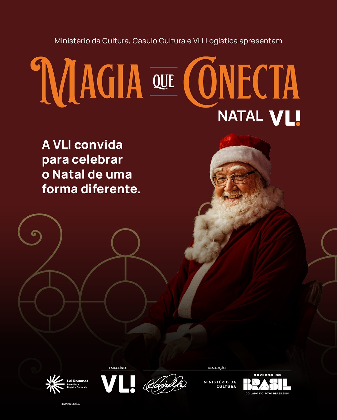 Imagem de um senhor vestido de Papai Noel.