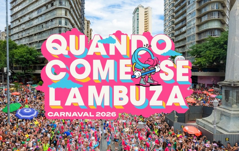 Divulgação Quando Come se Lambuza com imagem dos foliões ao fundo