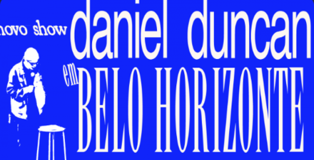 Imagem de divulgação do stand up de Daniel Duncan em azul e branco 
