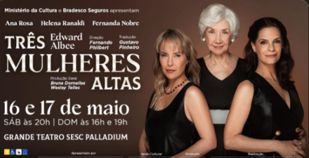 Imagem das três atrizes posando 