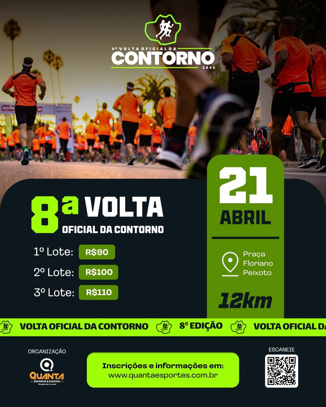 Foto de capa informativa contendo data, local, horario e valores dos lotes do evento 