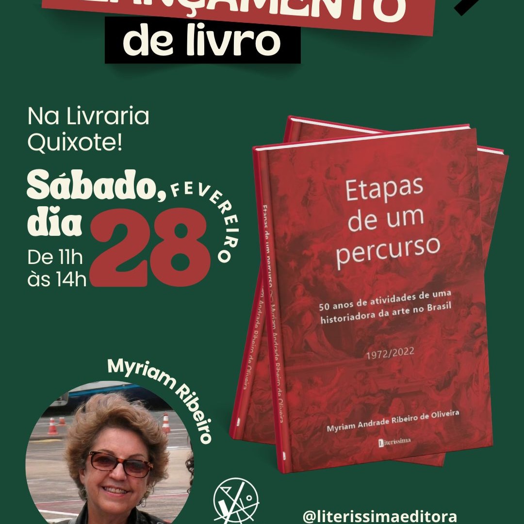 Flyer convidativo do lançamento do livro mostrando a capa, a foto da autora, dia, data e local do lançamento 