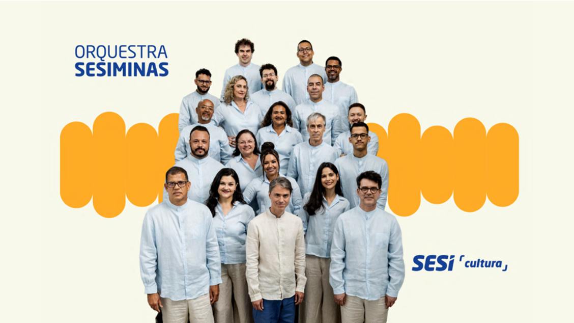 Foto dos vinte participantes da orquestra sesiminas 