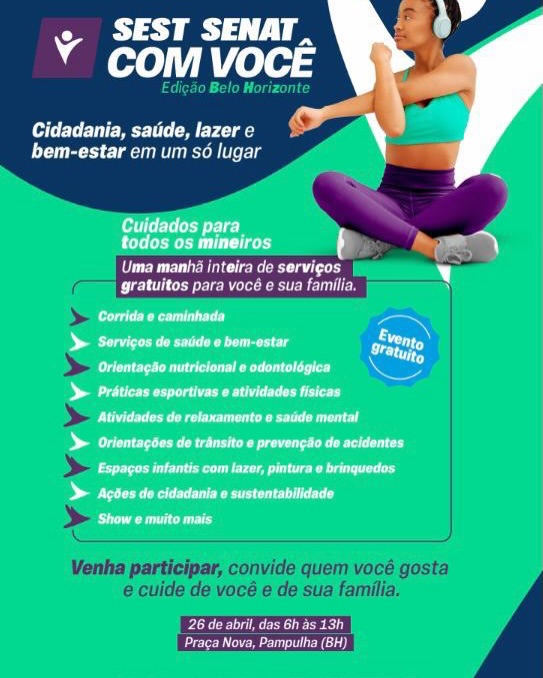 Foto informativa sobre a corrida constando alguns serviços gratuitos presentes no evento 