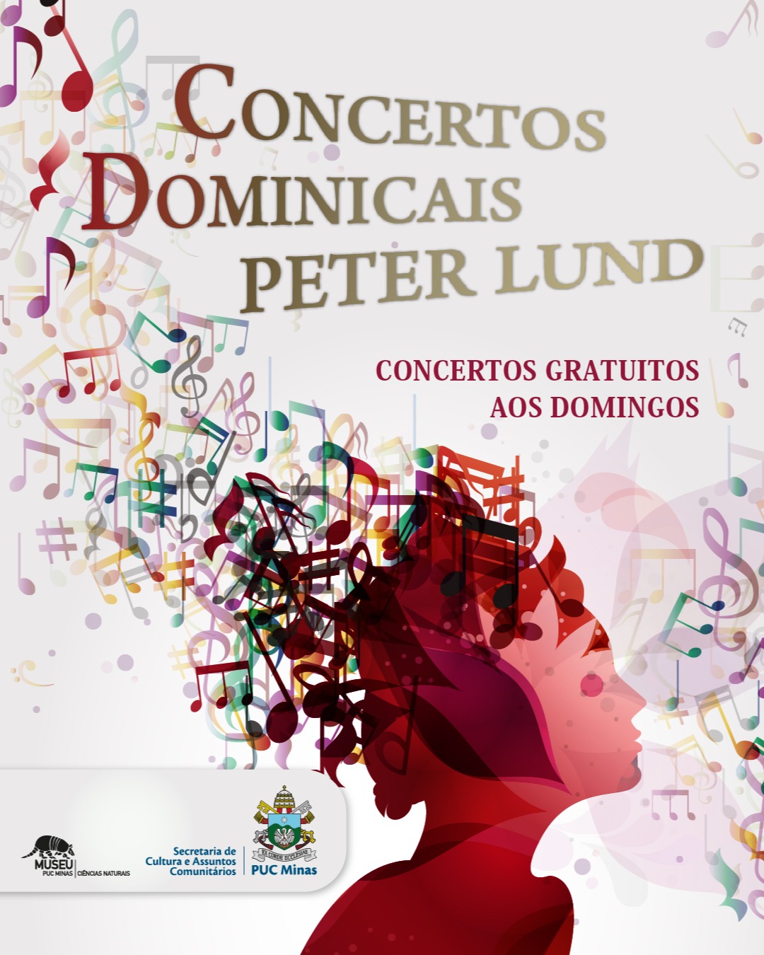 Foto de capa convidativa para os Concertos Dominicais Peter Lund, contendo data, local e horário do evento 