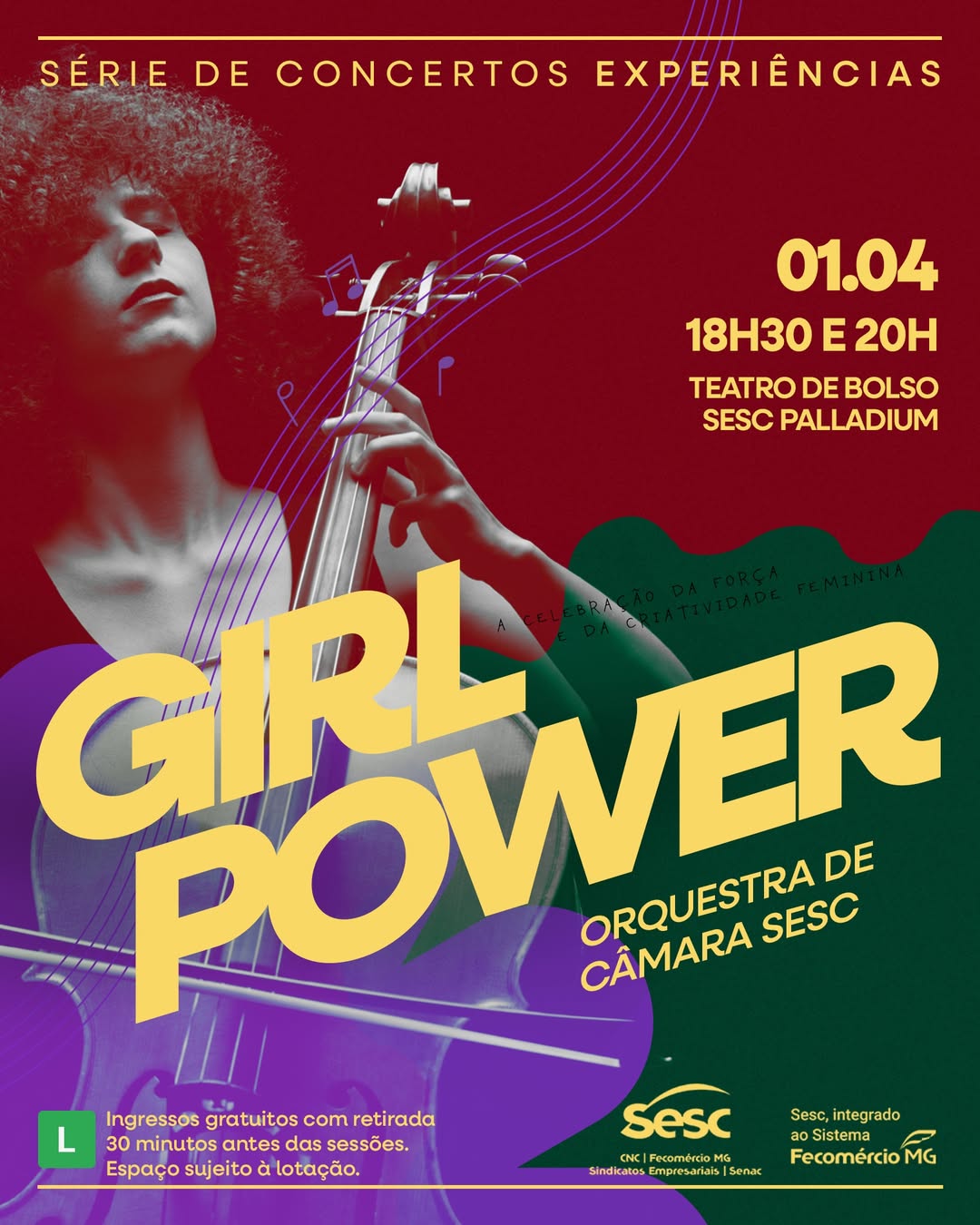 Cartaz oficial de divulgação do evento Orquestra de Câmara Sesc: Concerto Girl Power