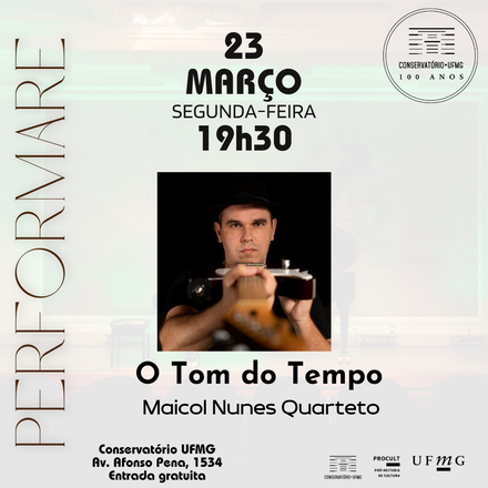 Flyer oficial com imagem do artista Maicol Nunes Quarteto