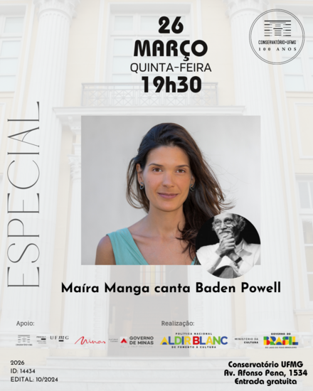 Flyer oficial do evento Show “Maíra Manga canta Baden Powell”