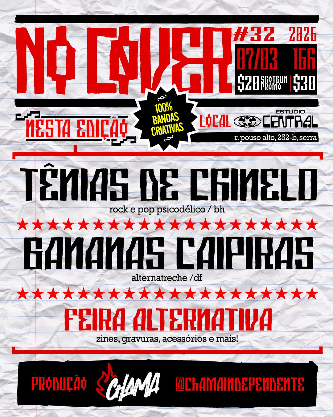 No Cover: Bananas Caipiras (DF) + Tênias de Chinelo (BH)