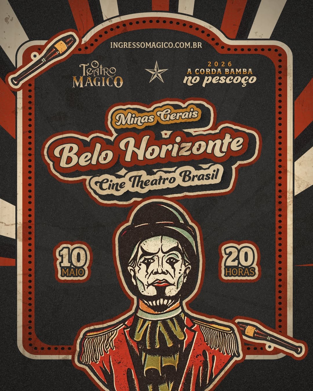 Cartaz ilustrativo do evento O Teatro Mágico: “A Corda Bamba no Pescoço”